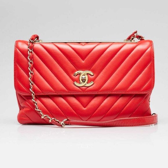 Chanel Red Quilted Leather Trendy CC Flap Bag - Picture 1 of 11